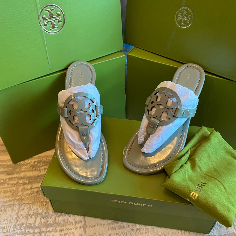 Tory Burch Women’s Miller Patent Leather Sandals - Picture 7 of 8